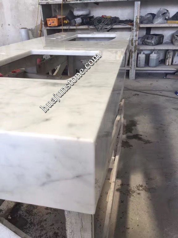White Carrara Marble Kitchen Countertops